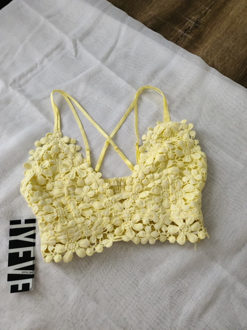 HYFVE Yellow Floral Lace Crop Top